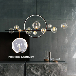 Modern Linear 10-Light Black Island Pendant Light for Kitchen & Dining Room - thumbnail 5
