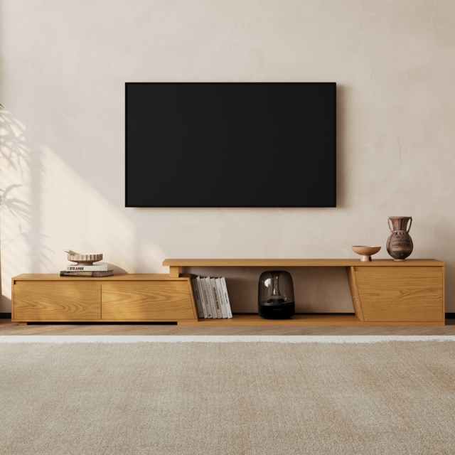 Fero Natural Extendable TV Stand with 3 Drawers(180cm-280cm) - image 1