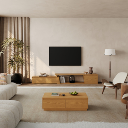 Fero Natural Extendable TV Stand with 3 Drawers(180cm-280cm) - thumbnail 6