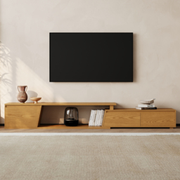 Fero Natural Extendable TV Stand with 3 Drawers(180cm-280cm) - thumbnail 2