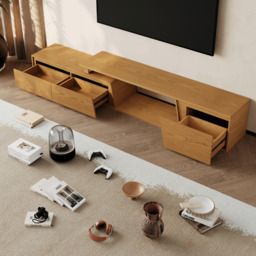 Fero Natural Extendable TV Stand with 3 Drawers(180cm-280cm) - thumbnail 5