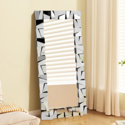 800mm x 1600mm Oversized Glam Rectangle Full Length Floor Mirror Silver Glass Frame - thumbnail 4