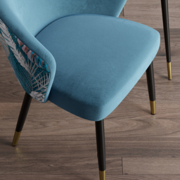 Set of 6 Velvet Dining Chairs Upholstered Modern Blue Dining Room Chairs with Arm - thumbnail 5