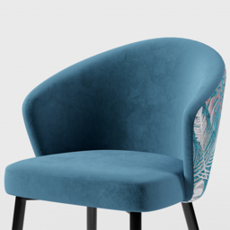 Set of 6 Velvet Dining Chairs Upholstered Modern Blue Dining Room Chairs with Arm - thumbnail 9