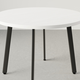 Round Small Dining Table Set Nesting with Black Upholstered Chairs for 4 Modern 100 cm - thumbnail 4