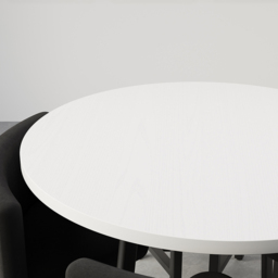 Round Small Dining Table Set Nesting with Black Upholstered Chairs for 4 Modern 100 cm - thumbnail 5