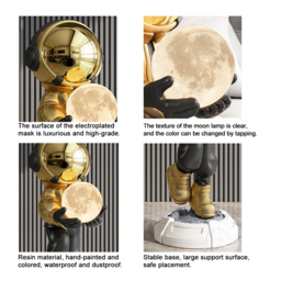 730mm Astronaut Floor Sculpture Figurine Ornament Art Decor with Ball Light USB Charging - thumbnail 7