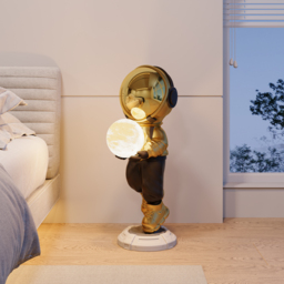 730mm Astronaut Floor Sculpture Figurine Ornament Art Decor with Ball Light USB Charging - thumbnail 5