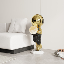 730mm Astronaut Floor Sculpture Figurine Ornament Art Decor with Ball Light USB Charging - thumbnail 2