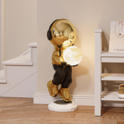 730mm Astronaut Floor Sculpture Figurine Ornament Art Decor with Ball Light USB Charging - thumbnail 4