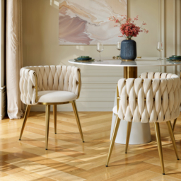 Sweave Nordic Dining Chairs Velvet Upholstery Barrel Back White 2-Pieces Round Accent Dining Room Chairs - thumbnail 3
