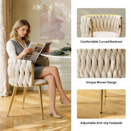 Sweave Nordic Dining Chairs Velvet Upholstery Barrel Back White 2-Pieces Round Accent Dining Room Chairs - thumbnail 6