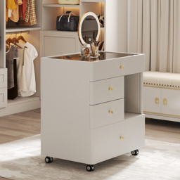 Leather Glass Saddle Walk-In Wardrobe Island Jewellery Dresser with Top - thumbnail 4