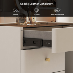 Leather Glass Saddle Walk-In Wardrobe Island Jewellery Dresser with Top - thumbnail 9