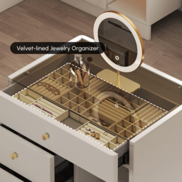 Leather Glass Saddle Walk-In Wardrobe Island Jewellery Dresser with Top - thumbnail 8