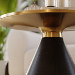 Sintered Stone Round Coffee Table 2 Pieces Set Modern Black Living Room Furniture - thumbnail 8