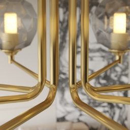 8-Light Sputnik Chandelier in  Gold Globe Glass Shade Included - thumbnail 3