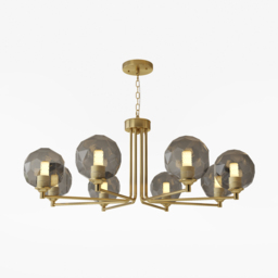 8-Light Sputnik Chandelier in  Gold Globe Glass Shade Included - thumbnail 4