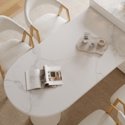 Expandable Kitchen Island with Marble-Pattern Sintered Stone Top 180 - 210 cm - thumbnail 5