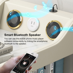 Modern Multifunctional Narrow Side Table Sintered Stone Top End Table Speaker & USB Port - thumbnail 7