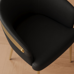 Set of 8 Modern Black PU Leather Dining Chair Curved Back with Gold Legs - thumbnail 9