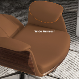 Reclining Leather Office Desk Chair High Back Adjustable Swivel Brown Executive Chair - thumbnail 6