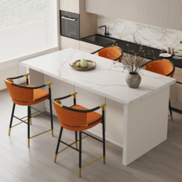 Modern Counter Stools with Velvet Upholstery Orange Bar Stools - thumbnail 4