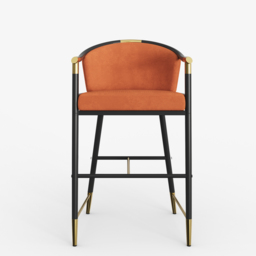 Modern Counter Stools with Velvet Upholstery Orange Bar Stools - thumbnail 9