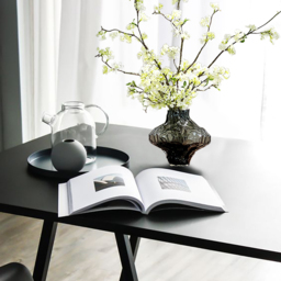 5pcs Artificial Cherry Blossom Branches Set with Abstract Vase Desktop Artificial Plant - thumbnail 6