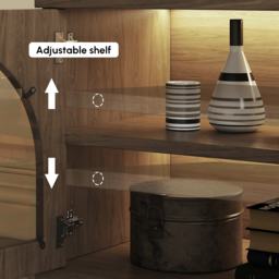 Arune 180 cm Arched Glass Doors Smoked Brown TV Stand with Storage and LED - thumbnail 9