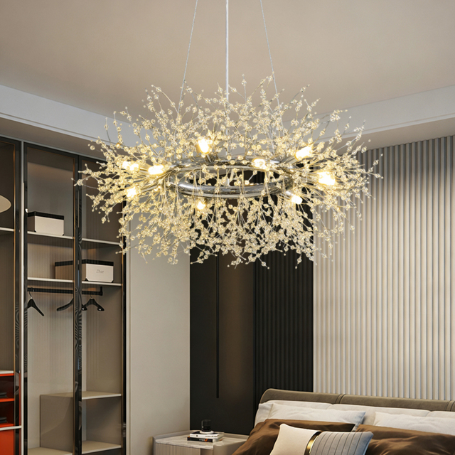 Mid Century Modern 12-Light Crystal Firework Sputnik Chandelier Pendant Ceiling Light - image 1