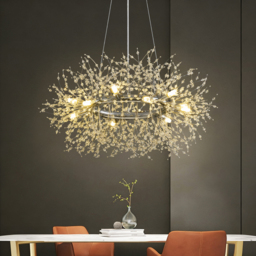 Mid Century Modern 12-Light Crystal Firework Sputnik Chandelier Pendant Ceiling Light - thumbnail 2