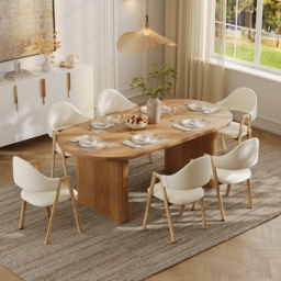Fluve 200 cm - 240 cm Oval Extendable Natural Dining Table Butterfly Leaf 6-8 Seater - thumbnail 2