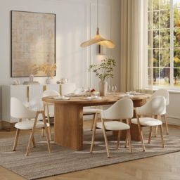 Fluve 200 cm - 240 cm Oval Extendable Natural Dining Table Butterfly Leaf 6-8 Seater - thumbnail 3