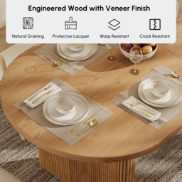 Fluve 200 cm - 240 cm Oval Extendable Natural Dining Table Butterfly Leaf 6-8 Seater - thumbnail 7