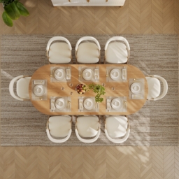 Fluve 200 cm - 240 cm Oval Extendable Natural Dining Table Butterfly Leaf 6-8 Seater - thumbnail 5