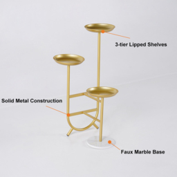 3 Tier Tall Metal Standing Plant Stand Unique Shaped Planter in Gold for Living Room - thumbnail 9