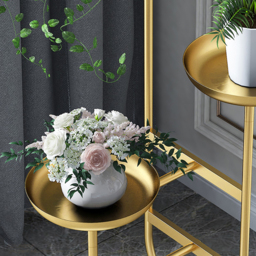 3 Tier Tall Metal Standing Plant Stand Unique Shaped Planter in Gold for Living Room - thumbnail 5