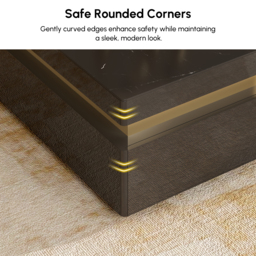 Trimied 1100mm Modern Black Square Storage Coffee Table Stone Top & 4 Wood Drawers - thumbnail 9