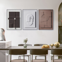 3 Pieces Japandi Canvas Wall Art Print Hanging Wall Decor Set with Rectangle Frame - thumbnail 3