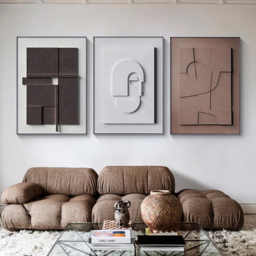 3 Pieces Japandi Canvas Wall Art Print Hanging Wall Decor Set with Rectangle Frame - thumbnail 1