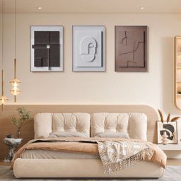 3 Pieces Japandi Canvas Wall Art Print Hanging Wall Decor Set with Rectangle Frame - thumbnail 6