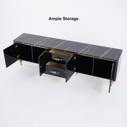 Chift Modern Black TV Stand 4-Door 2-Drawer Luxurious Media Console for TVs Up to 200 cm - thumbnail 8