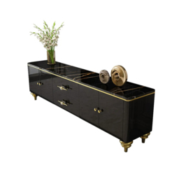 Chift Modern Black TV Stand 4-Door 2-Drawer Luxurious Media Console for TVs Up to 200 cm - thumbnail 7