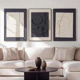 3-Piece 3D Textured Abstract Wall Art Set with Alloy Frames 70cm Tall - thumbnail 1