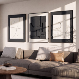 3-Piece 3D Textured Abstract Wall Art Set with Alloy Frames 70cm Tall - thumbnail 2