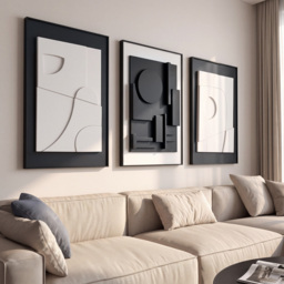 3-Piece 3D Textured Abstract Wall Art Set with Alloy Frames 70cm Tall - thumbnail 3