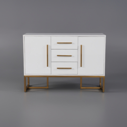 Stovf Modern 1200mm White Buffet 2 Doors & 3 Drawers Kitchen Sideboard Cabinet Gold - thumbnail 9