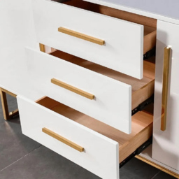 Stovf Modern 1200mm White Buffet 2 Doors & 3 Drawers Kitchen Sideboard Cabinet Gold - thumbnail 5