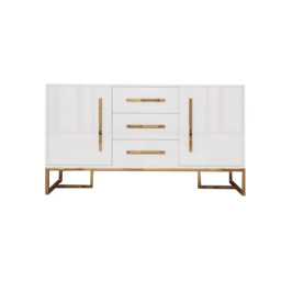Stovf Modern 1200mm White Buffet 2 Doors & 3 Drawers Kitchen Sideboard Cabinet Gold - thumbnail 6